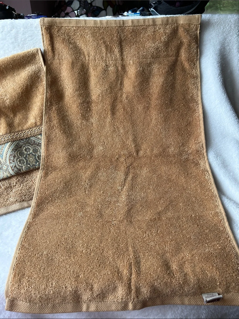 Sherry Kline Golden Brown Decorative Hand Towels with Paisley Trim set of 2
